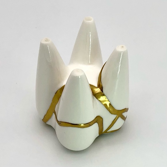 Kintsugi Planter Ceramic Tooth Gold Crack Dental Art Growth Gift Dentist - Picture 12 of 13